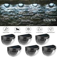 2/4/6 Packs Solar Fence Lights, Solar Deck Lights, Solar Wall Lights, Solar Wall Mount Outdoor Waterproof Fence Lamp, White LED Lamp, Lighting For Garden, Home, Patio, Yard, Garage, Camping, Step Stair Gift For Birthday, Halloween, Christmas Party Decoration(Black-White Light) Fall Decor House Decor Outdoor Decor