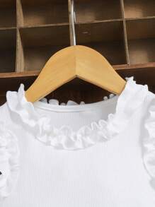 Girls' Summer Floral Trim Camisole Top + Skirt With Bow Ruffle Layered 2 Pieces Set, Girls' Casual Holiday Outfit