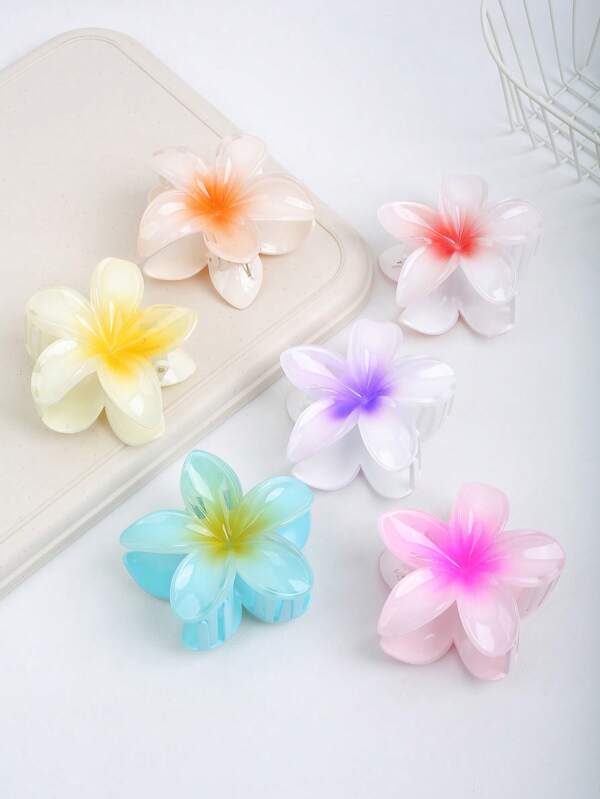 6 pièces Clips à cheveux en forme de marguerite jelly couleur bohème de 8 cm, clips à cheveux minimalistes et frais en forme de fleurs convenant pour une utilisation quotidienne, décontractée et des vacances à la plage. Accessoires de mode de printemps/été, clips pour cheveux en forme de fleur