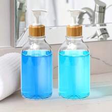 1/2 Paquetes Dispensador de jabón transparente Juego de dispensador de jabón y loción con bomba, Dispensadores de jabón de manos y platos de plástico de 16 Oz para baño y cocina, Botellas rellenables de jabón líquido
