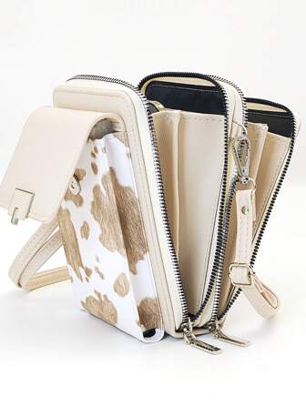 MINGYOU Sac Messenger en PU, et jeune, multi-couches, zippé, multifonction, grande capacité, portefeuille mobile pour femmes