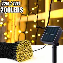 1 pieza 20/50/100/200 Luces LED solares para exteriores, luces de Navidad solares de cable verde, 8 modos de hadas destellantes, adecuadas para iluminación de escenario, árbol de Navidad, decoración de jardín, boda, camping al aire libre, decoraciones de Halloween para exteriores para jardín, patio, fiesta, Navidad, patio (Morado/Blanco cálido/Blanco/Multicolor)