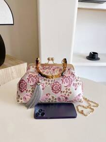 Bolso de mano estilo vintage de alta gama y exquisito para bodas, bolso de fiesta con correa de hombro de cadena metálica para mujeres