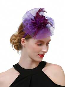 1 قطعة من قبعات التافك للنساء لحفلات الشاي وحفلات الفروسية بولاية كنتاكي وحفلات الزفاف، مزينة بالأزهار والشبكة الحجابية،اكسسوارات شعر، قبعة ديربي، قبعة صغيرة، طاقية صغيرة