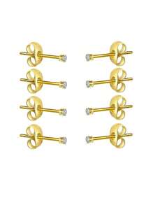 4 pares de pendientes con piedras de circonita clara redondas de acero inoxidable para mujeres y niñas, set de pendientes de bola pequeña de moda para cartílago, trágus y daith, regalo de joyería