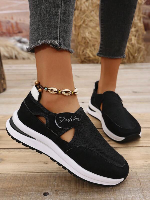 Women's New Round Toe Thick Sole Casual Sports Walking Shoes, Mesh Fabric Upper For Comfort & Breathability, Hook And Loop Design For Easy On/Off, Non-Slip & Durable Outsole, Fashionable & Versatile For Daily Casual, Running, Hiking, Walking