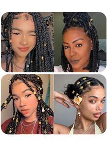 50 pezzi Anelli per capelli traforati, perline decorate per dreadlocks, fermagli per trecce, accessori decorativi in metallo per acconciature con dreadlock