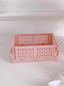 1pc Mini/Large Foldable Plastic Storage Basket, Desktop Collapsible Storage Box, Student Stationery Organizer Shelf, Small Item & Cosmetic Storage Basket, Stackable