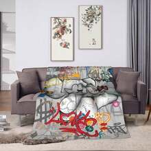 Kawss Kawaii Kaw Flannel Blanket Super Soft And Comfortable Print Blanket Lightweight Four Seasons Double-Layer Blanket Suitable For Sofa Bedroom Bedding - 黑色 - 查看 6