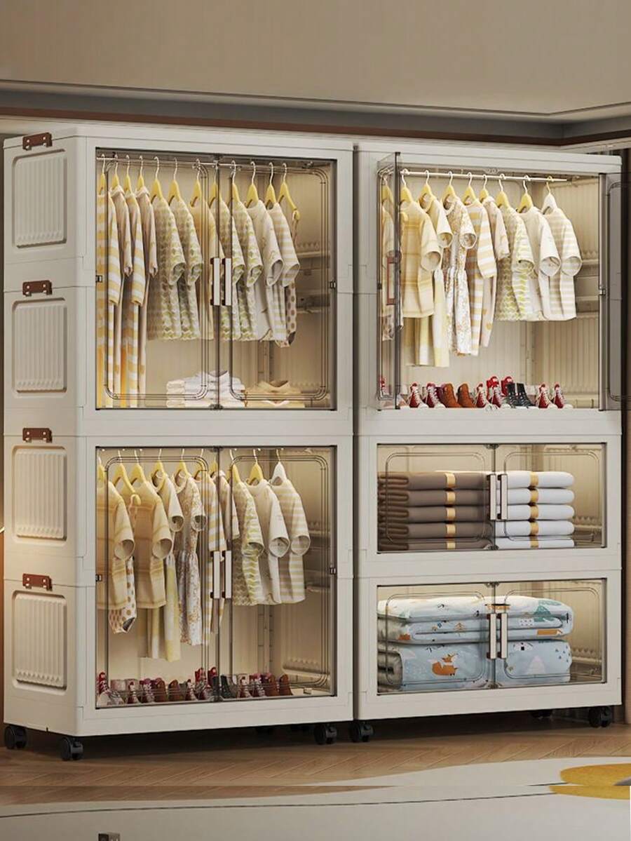 5/4/3/2/1 Layer Freestanding Folding Wardrobe, Thickened Storage Cabinet, Home/Bedroom Simple Wardrobe, Baby/Kids Clothes Closet - Multicolor - View 1