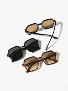 3 Stück Damen Boho Polygonal Leoparden-Muster Modebrille für Y2K-Accessoires, Abschlussgeschenk und Sommer-Outing