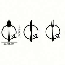 3pcs Metal Wall Decor Set - Fork, Spoon, Knife Design | Suitable For Home, Living Room, Office, Kitchen, Dining Room Decoration, Ideal Gift For Mother's Day, Housewarming, Durable And Easy To Install - Black - View 3