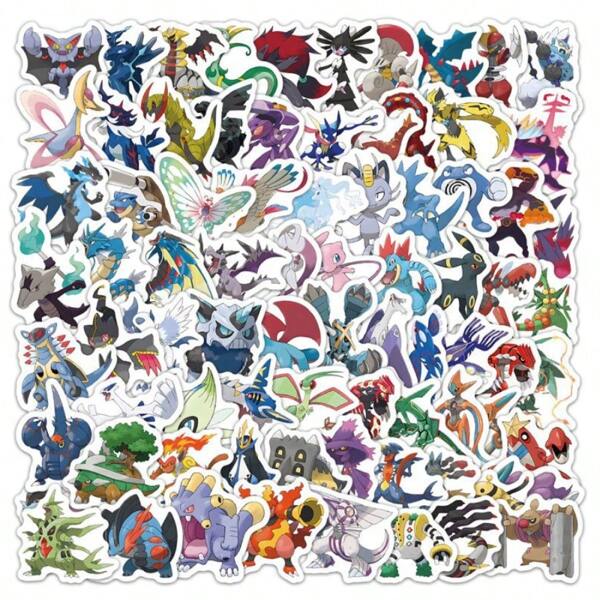 pokemon 110PCS Funny Pokemon Graffiti Stickers Anime Decorative Laptop Stationery Skateboard Phone Waterproof Cool Cartoon Sticker For Kids Toys Gift, School Supplies, Back To School