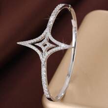 1件 时尚镂空双层四角星设计立方氧化锆镶嵌女式手链 - 彩色 - 查看 3