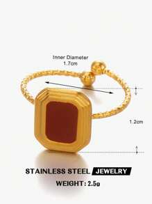 1 pieza Anillo de acero inoxidable de moda con diseño geométrico simple, apto para uso diario