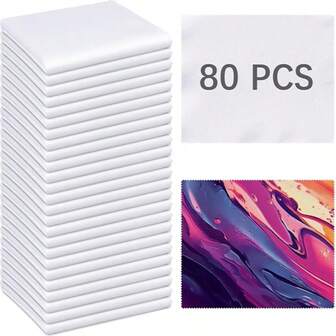 80/40 piezas Paños de limpieza de gafas de sublimación, toallitas limpiadoras de microfibra blanca DIY aptas para lentes, cubertería, cámaras, teléfonos y portátiles
