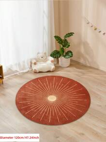 1pc Round Rug Bohemian Vintage Soft Round Area Rug With Striped Pattern, Comfortable For Bedroom, Living Room, Study, Entryway, Room Decor As Floor Mat, Modern Polyester Non-Slip Absorbent Floor Mat, Washable & Non-Slip, Carpet For Living Room - Indoor All-Season Home Decor, Bedroom Rug, Living Room Large Rugs, Terracotta-Colored Bedside Rug, House Decor | Bedroom Decor