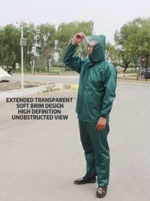 1 Conjunto Impermeable Unisex, Chaqueta con Capucha y Pantalones, Minimalista y de Moda para Uso Diario Casual, Impermeable y a Prueba de Viento, para Actividades al Aire Libre, Equipo de Camping