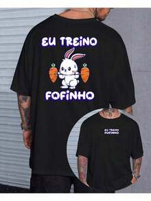 Basic T-Shirt I Workout Cute Meme Gym Cute Rabbit Exercise - Black - View 2