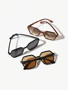 3 Stück Damen Boho Polygonal Leoparden-Muster Modebrille für Y2K-Accessoires, Abschlussgeschenk und Sommer-Outing