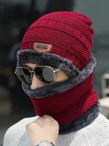 1pc Set Of Hat And Neck Gaiter, Warm Neck Cover, Unisex, Suitable For Autumn/Winter, Cycling, Face Mask With Neck Scarf