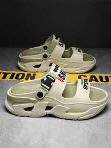 Men's And Women's Slippers With Thick Soles For Height Increase, Anti-Slip, Wear-Resistant, Soft Sole And Soft Surface, And Comfortable, Suitable For Couples, Outdoor Dating, Gatherings, Color-Blocking, Letter Printing, Casual Fashion, Versatile , Men's And Women's Single-Bandippers, Comfortable Beach Shoes For Outdoor Activities, Suitable For Both Men And Women, Perfect For Summer Leisure, Work And Travel.