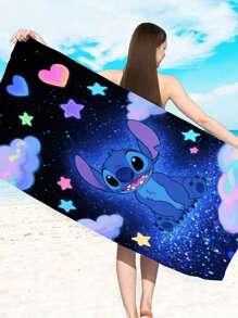 Disney Toalla de playa con diseño de dibujos animados de Stitch, súper suave, de secado rápido y lavable a máquina, para viajes y natación