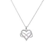 1 件欧美高端水钻镶嵌 8 字形心形吊坠项链女士