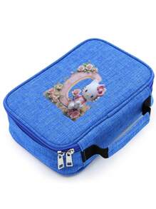 Sanrio Trousse à crayons à fermeture éclair grande capacité avec motif imprimé Lettre Hello chat - Étui à crayons multifonctionnel avec 72 fentes, étui à crayons de couleur portable avec 2 housses amovibles, trousse, sac scolaire, fournitures scolaires, rentrée scolaire