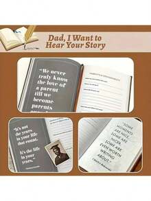 1 件装《妈妈，爸爸，我想听听你们的故事：父母的指导日记，分享他们的生活和爱》 - 皮革精装，带丝带书签、学校用品、返校 - 故事本 - 查看 6