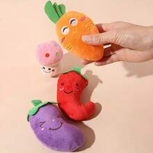 4 件套毛绒吱吱宠物玩具套装，适合小型犬和猫 - 棒棒糖、星星、甜甜圈和草莓图案 - 互动游戏和睡眠伴侣，狗狗宠物玩具，狗狗咀嚼玩具，互动用品