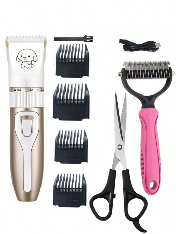 1pc White USB Rechargeable Pet Hair Clipper, 600mAh Detachable Battery, Dog/Cat Fur Grooming Trimmer, Professional Electric Shaver For Teddy & Cats