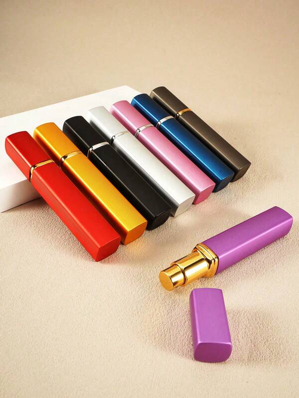 1/3/5 paquetes 12ml Envase rellenable de perfume portátil en tubo cuadrado, gadget de empaquetado vertical con rayas, botella de vidrio con vaporizador de aluminio humectante para viajes y uso diario