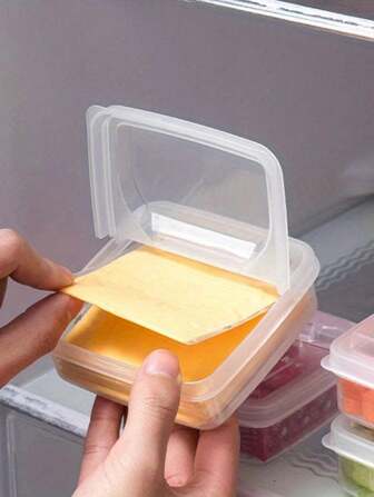 1 pieza Caja de almacenamiento transparente para queso, recipiente hermético para alimentos, caja de almacenamiento de cocina para queso fresco, delicatessen y aperitivos, caja de almacenamiento de frutas y verduras para refrigerador, caja de almacenamiento de rebanadas de queso, caja de almacenamiento especial para cebolla, jengibre, ajo y frutas para refrigerador, caja de embalaje con tapa abatible para mantequilla para uso en la cocina