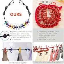 Retractable Travel Clothesline, Portable Clothesline (Including 2 Compressible Towels) 12 Clothespins, Suitable For Indoor And Outdoor, Balcony, Outdoor Camping Use Multicolor