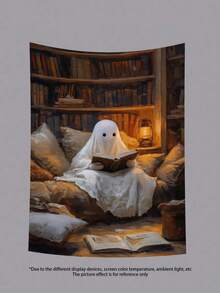 万圣节鬼魂挂毯系列南瓜灯黑暗城堡趣味鬼魂阅读万圣节横幅南瓜装饰秋季装饰挂毯墙艺术家居装饰