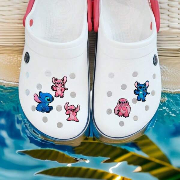 Disney New Cute Cartoon Stitch Pattern Soft Jelly Shoe Charms, Decorative Shoe Clips For DIY Shoes Accessories