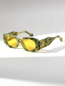 1 Pc Women's Cat-Eye Marble Pattern Vintage Retro Y2K Street Style Fashion Glasses For Beach Party Fashion - 彩色 - 查看 7