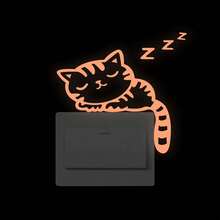 1pc PVC Switch Outlet Wall Sticker, Creative Cat Design Glow In The Dark Switch Sticker For Home,Stickers,Wall Decal, Vinyl Decal For Home Decorations,Spring Decoration Items Refresh Your Home,Rama Decoration Stickers Gifts Birthday Graduation - Green - View 10