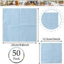 50 Pieces 3-Ply Light Blue Napkins Disposable Folded 5 X 5 Inches Cocktail Napkins Paper Napkins For Dinner Wedding Birthday Party Dessert Napkins - Màu xanh lam - Xem 2