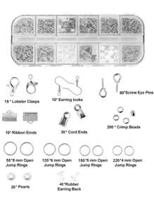 Alloy Accessories Jewelry Findings Set Copper Wire Open Jump Rings Jewelry Making ToolsEarring Hook Jewelry Making Supplies Kit