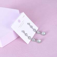 1 Pair Of Pendant Earrings, Simple And Luxurious Circular Long Pendant, Suitable For Daily Dates, Banquets, Weddings