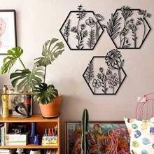 3 piezas de arte de pared con flor de metal, decoración floral, decoración de pared con flor de metal, decoración del hogar con flor de metal, decoración de pared con flor, decoración de pared con flores, regalo de inauguración de la casa