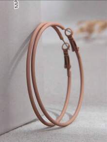 1 paire de boucles d'oreilles élégantes en forme de créoles minimalistes à la mode, de couleur blanche fluorescente et multicolore bonbon, pour femmes - Blanc - Voir 8