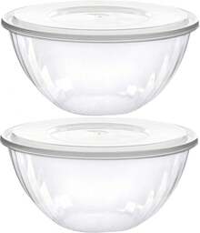 Disposable 48 Ounce Round Crystal Clear Plastic Serving Bowls With Lids, Party Snack Or Salad Bowl, Chip Bowls, Snack Bowls, Candy Dish, Salad Container Pack Of 2 - 軍綠色 - 查看 1