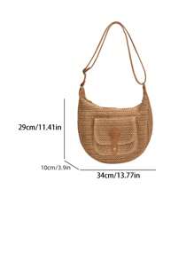 Fashionable Retro Large Capacity Woven Beach Bag, Shoulder Crossbody Straw Bag For Vacation, Eye-Catching Beach Bag Summer, Summer Straw Beach Bag For Women, Fashion Summer Vacation Bag, Beach Essentials Women Bags For Vacation & Holiday