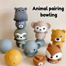 Kids Soft Bowling Toy Set With Stacking & Nesting, Indoor Outdoor Activity Play Game, Early Learning Toy For Animals, Numbers & Colors, Fun Gift For Toddlers