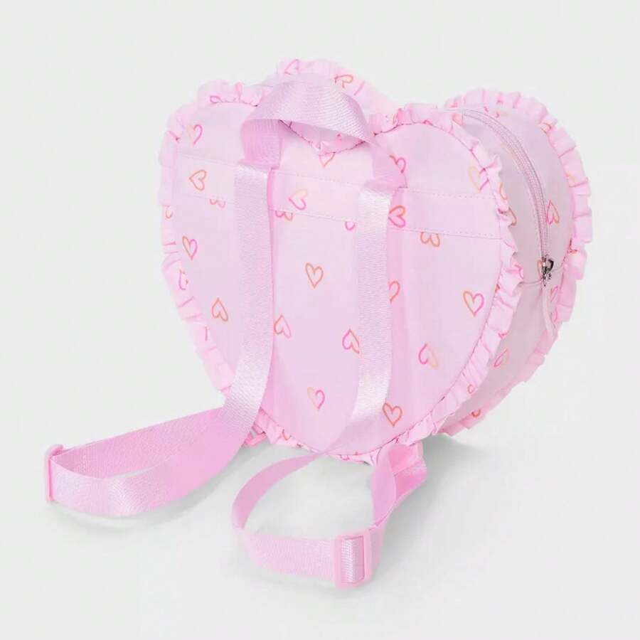 Girls' Mini Heart Shaped Ruffle Backpack - Cat & Jack ™️ : Structured, Adjustable Strap, 5+ Years - 1 - View 1