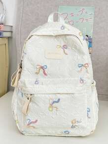 Esta mochila está muy orientada al diseño y está decorada con lazos. Según los diferentes usos de las mochilas, se dividen en mochilas para computadoras portátiles, mochilas deportivas, mochilas de moda, mochilas escolares, bolsas con correas, mochilas militares, bolsas de montañismo, etc.