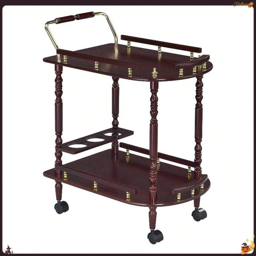 Recreation Room Traditional Merlot Serving Cart - Multicolor - View 1